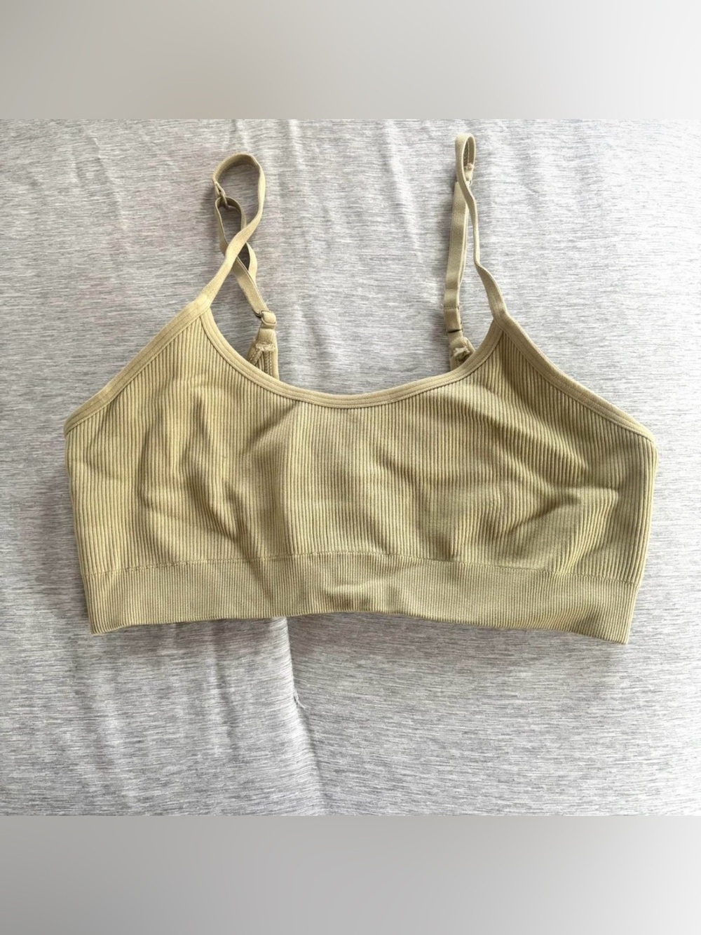 Never Worn Ribbed Sports Bra in Olive